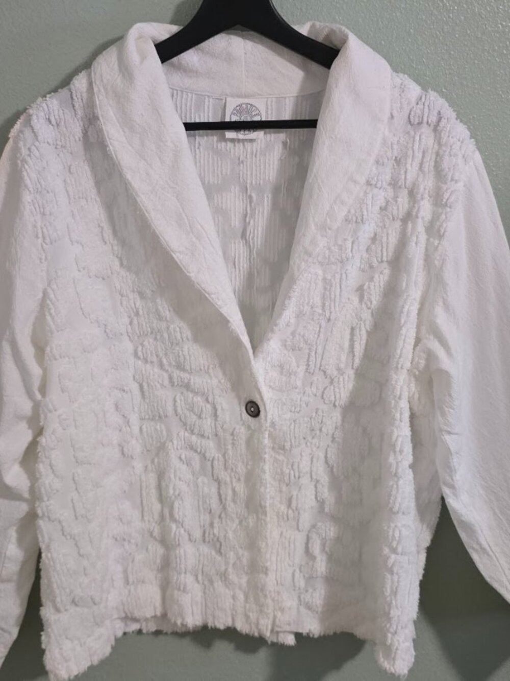 Vintage The Produce Company textured 100% Cotton white 2 button jacket